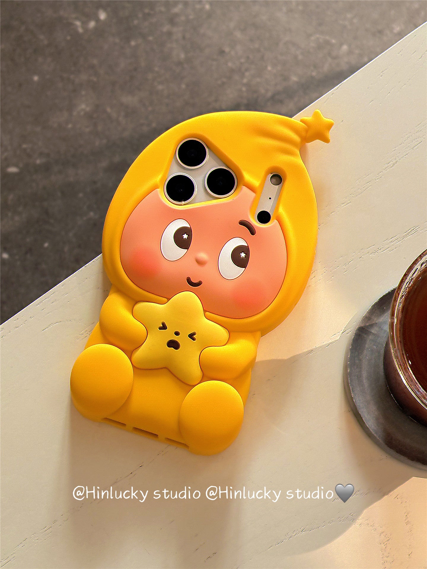 Ameigas Sunny Starfolk Case - 3D Cartoon Yellow Star Character Silicone Cover for iPhone