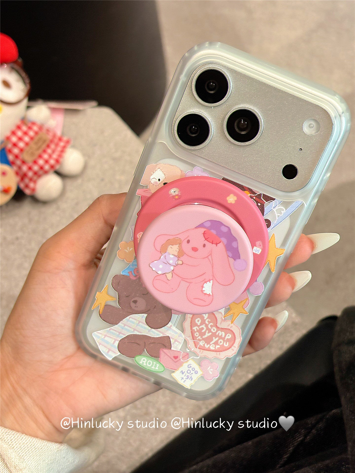 Ameigas Plush Buddy Stand Case - Japanese Korean Doll MagSafe Velvet Cover