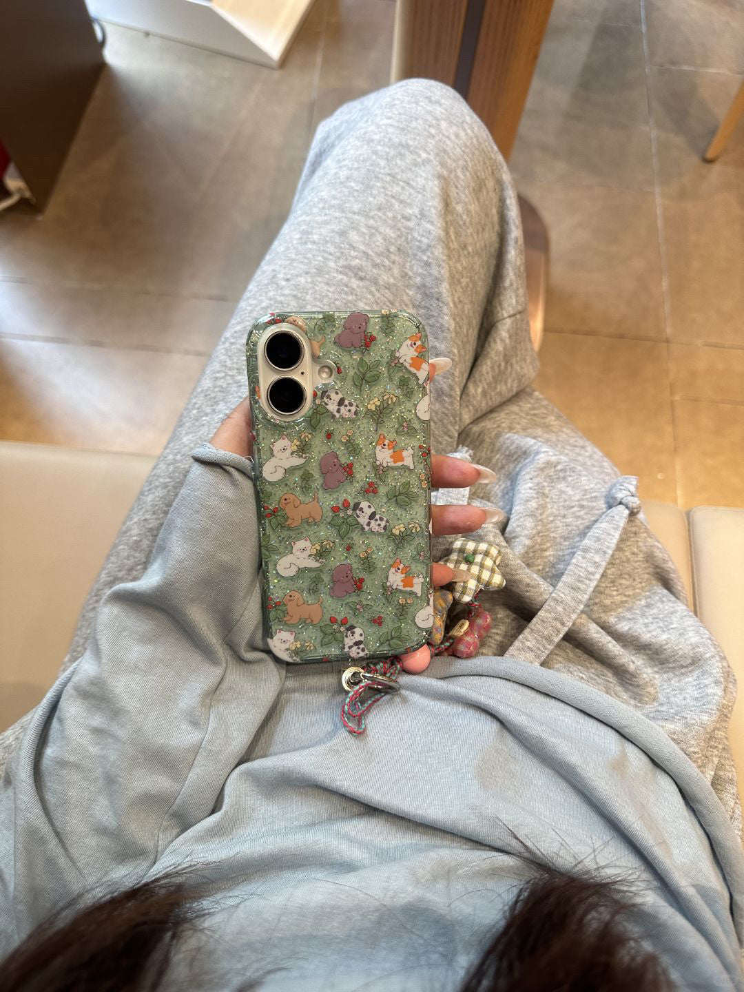 Ameigas Glitter Garden Case - Sparkling Floral & Animal Design with Anti-Yellowing Guard & Detachable Wrist Lanyard