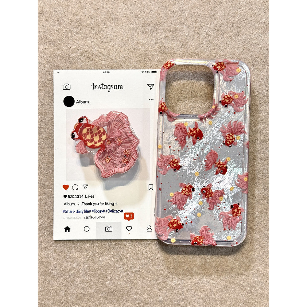 Ameigas Red Koi Fish Case - Lucky New Year Design with Double Layer & Kickstand