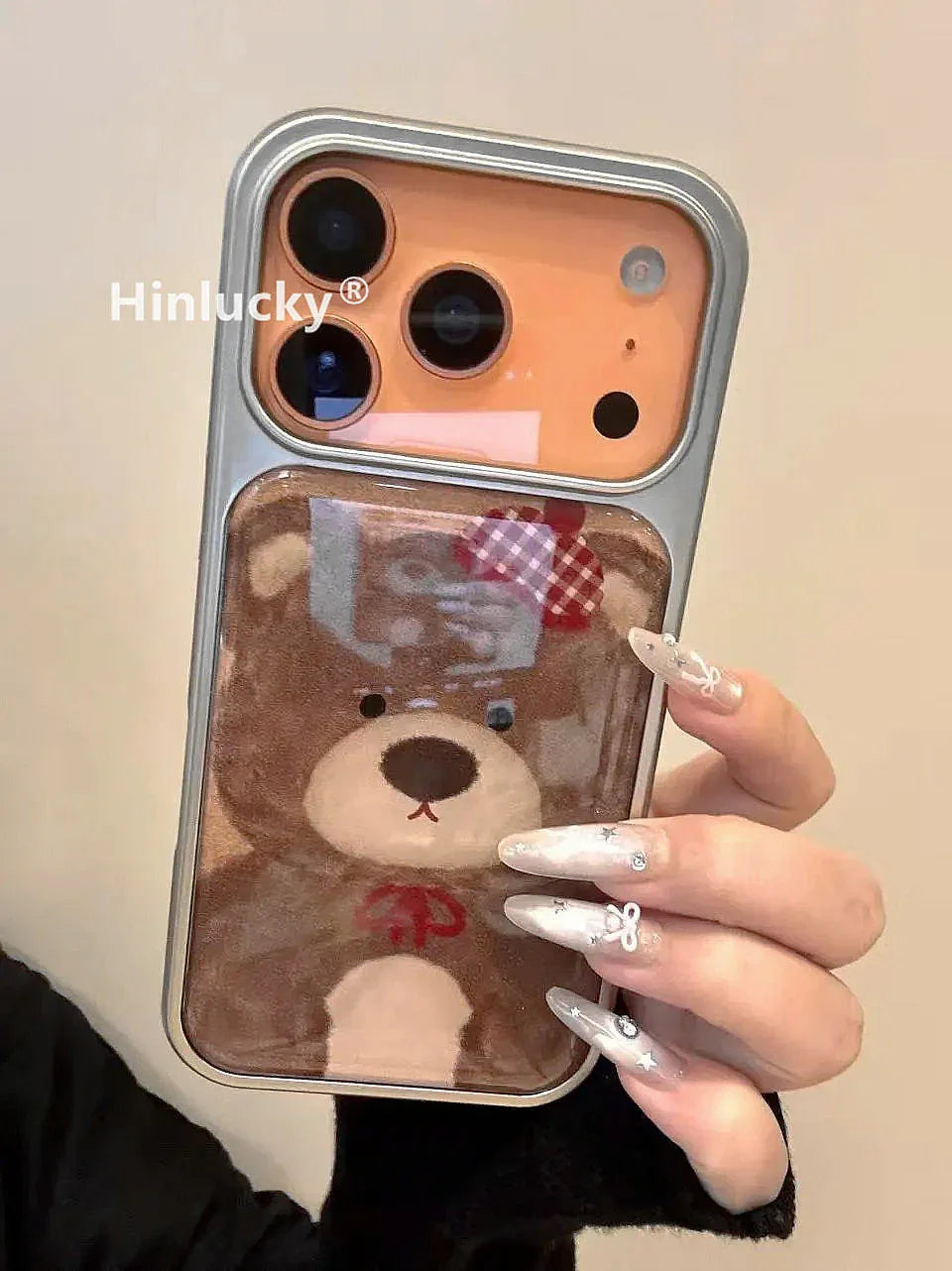 Ameigas Cute Brown Bear Electroplated Glossy Phone Case - Ameigas