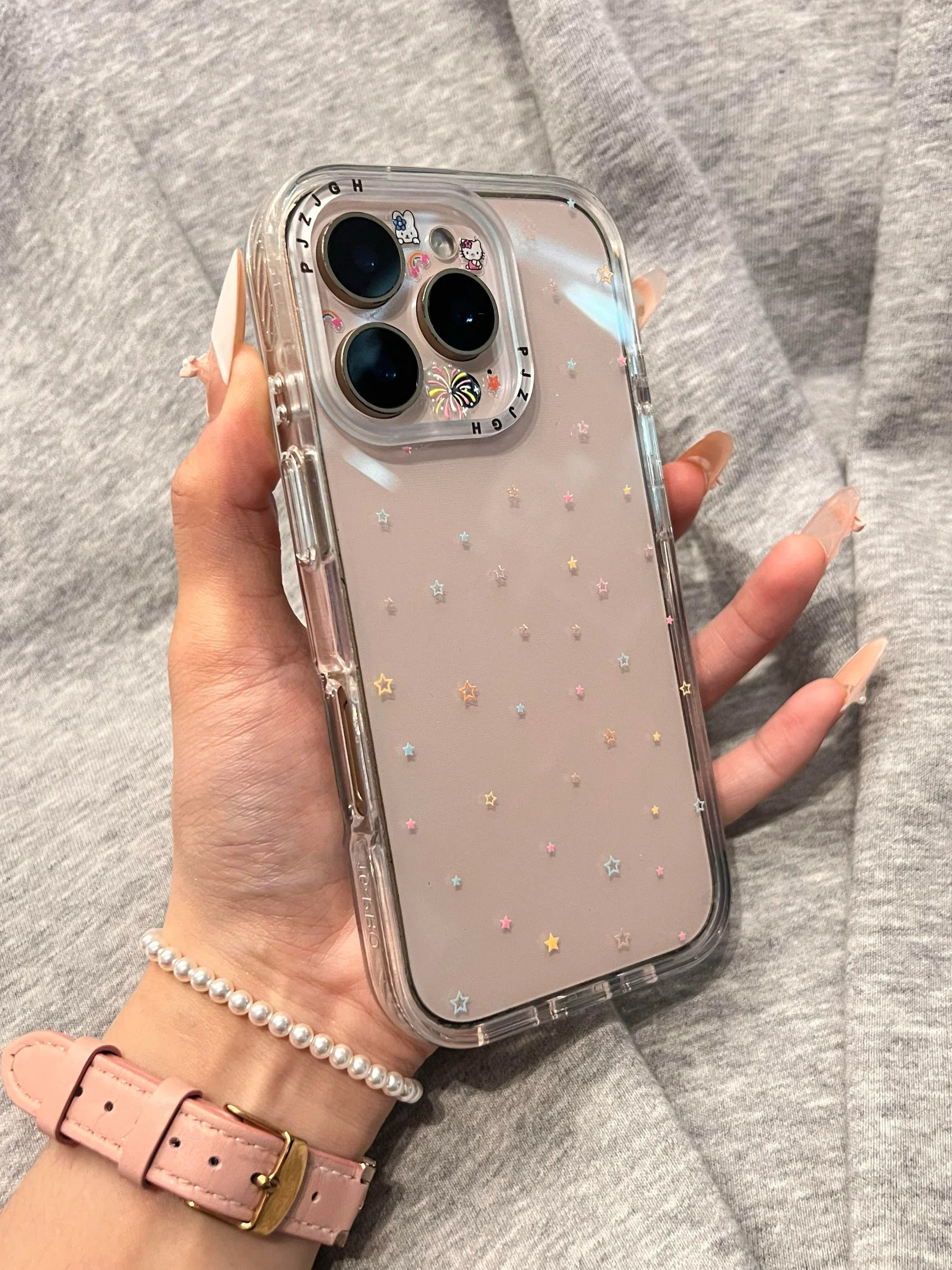 Ameigas Crystal Starfield Case - Transparent with Multicolor Glitter Stars - Ameigas