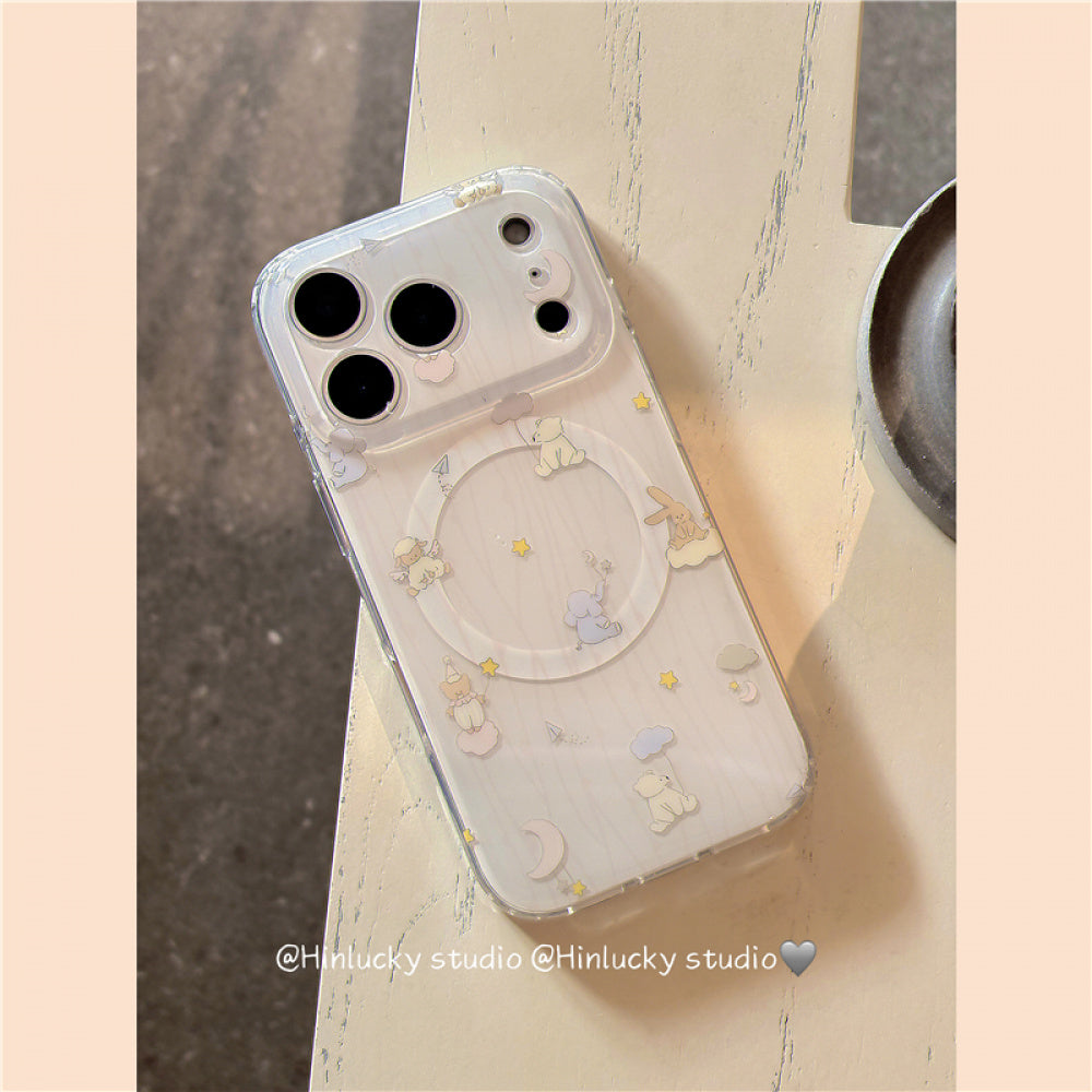 Ameigas Stripe Buddy Stand Case - Cute Cartoon Animal MagSafe Cover with Full Guard