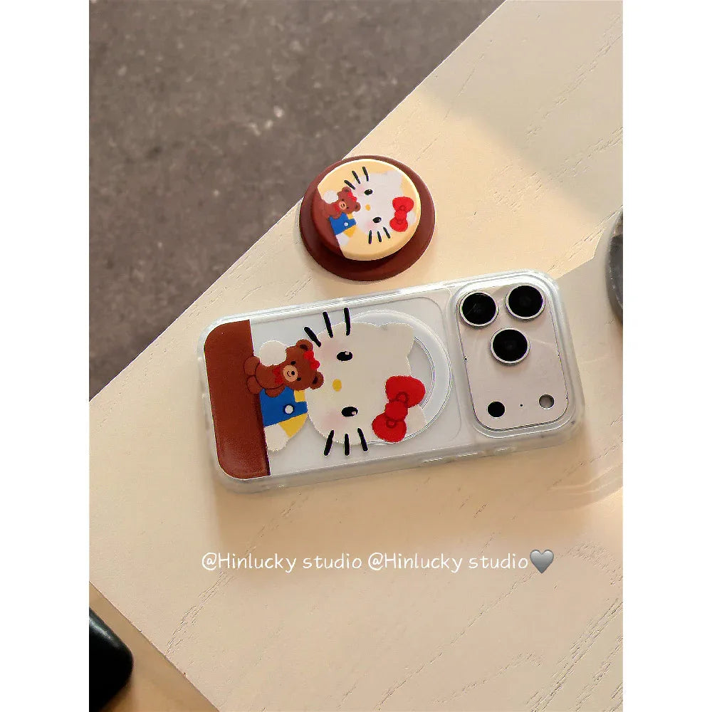 Ameigas Best Friends Case - Bear & Kitten Cuddle MagSafe Skin-Feel Cover - Ameigas