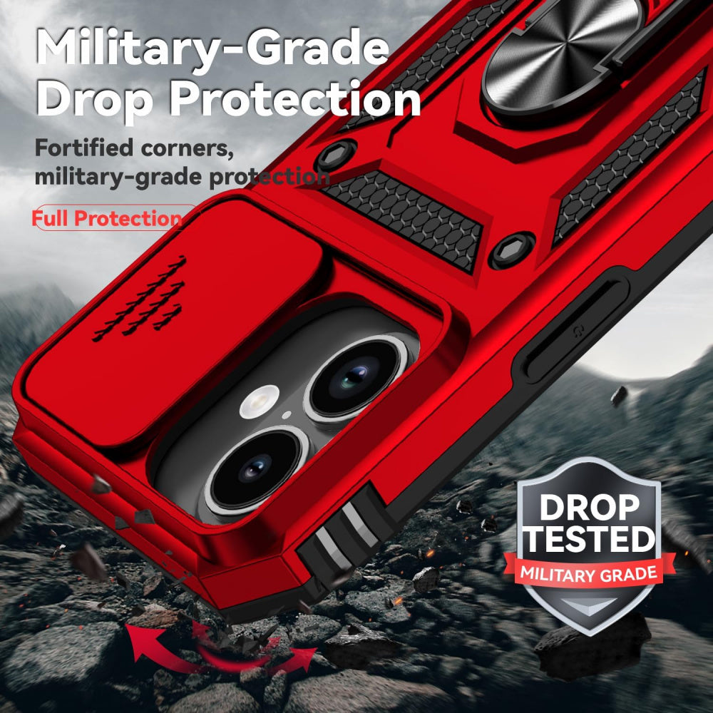 Ameigas Slide Camera Cover Ring Kickstand Protective Phone Case