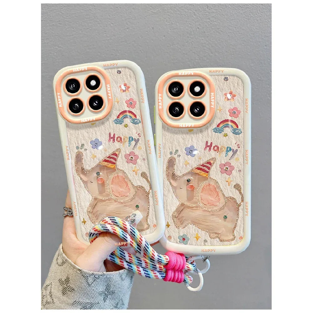 Ameigas Cartoon Elephant Puffy Case for iPhone 17 Pro Max – Cute Couple Full-Cover Shockproof Phone Case - Ameigas