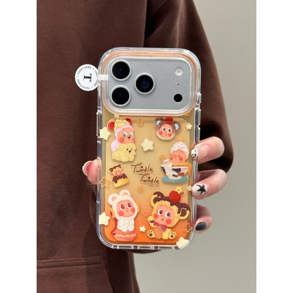 Ameigas Gradient Orange Star Character Clear Phone Case