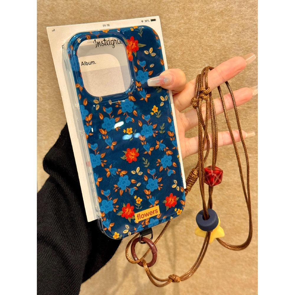 Ameigas Full Bloom Case - All-Over Floral Instagram Design with Adjustable Wrist Strap & Double-Layer Protection