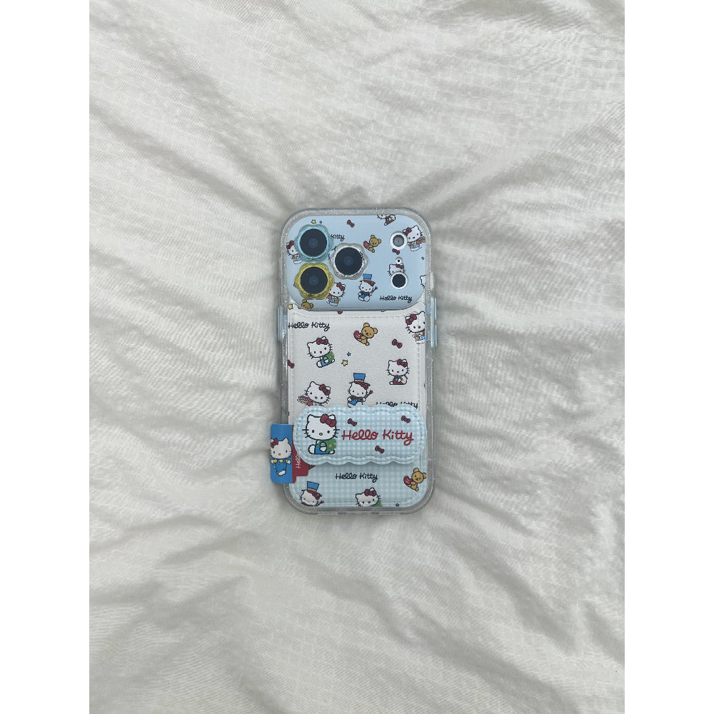 Ameigas White Leather Kittens Case - Full-Coverage Cat Print on Soft Leather-Texture with All-Around Protection