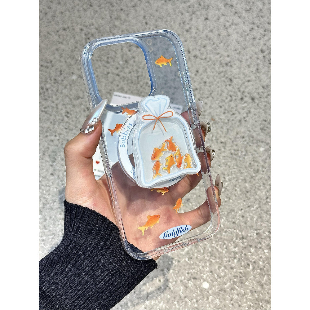 Ameigas Ins-Style Blue Gradient Koi Magnetic Shaker Stand Phone Case