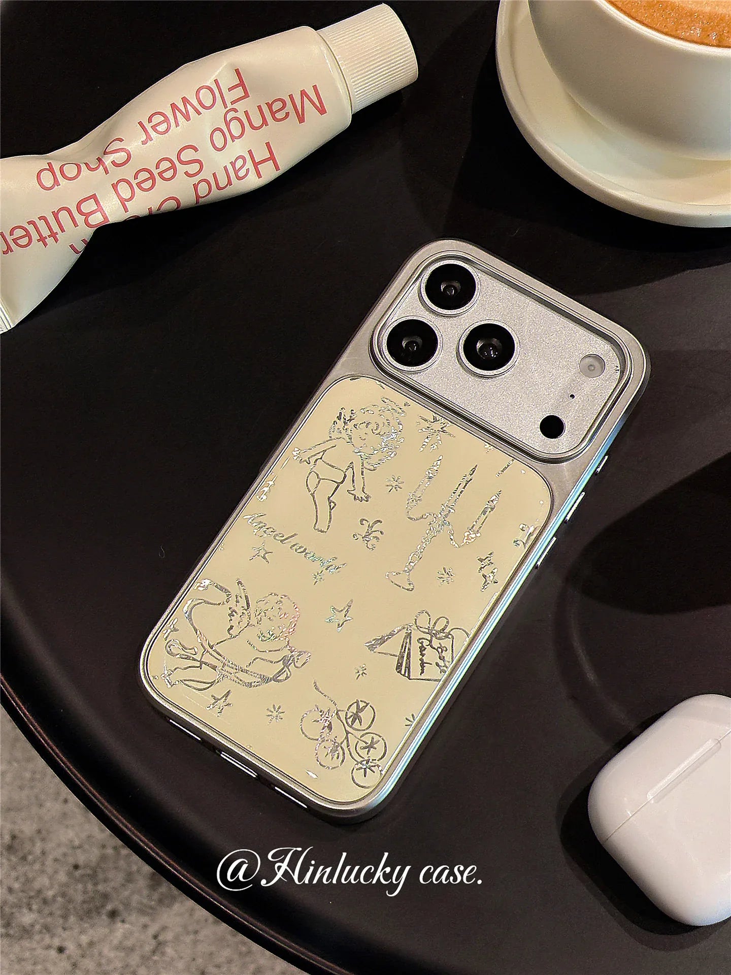 Ameigas Antique Cupid's Candle Case - Vintage Tarnished Star & Cherub Cover for iPhone - Ameigas