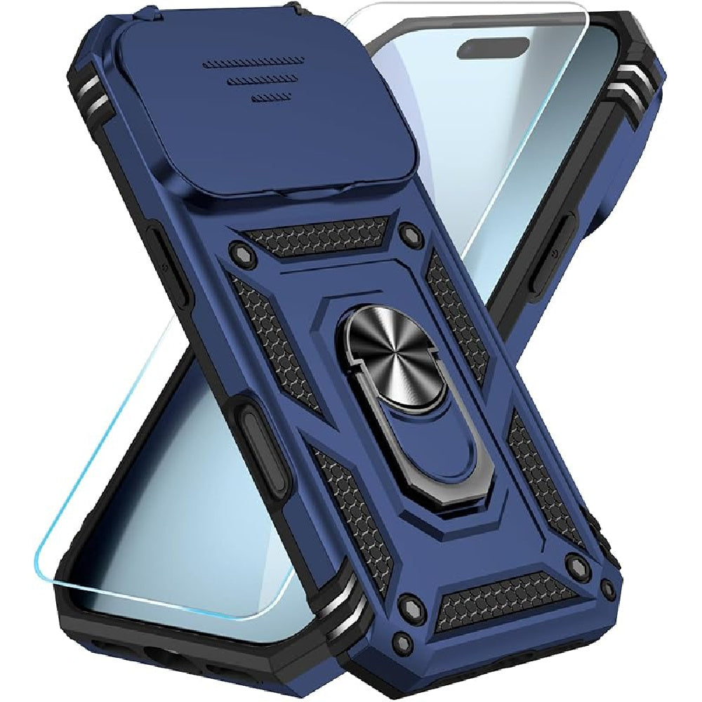 Ameigas Slide Camera Cover Ring Kickstand Protective Phone Case