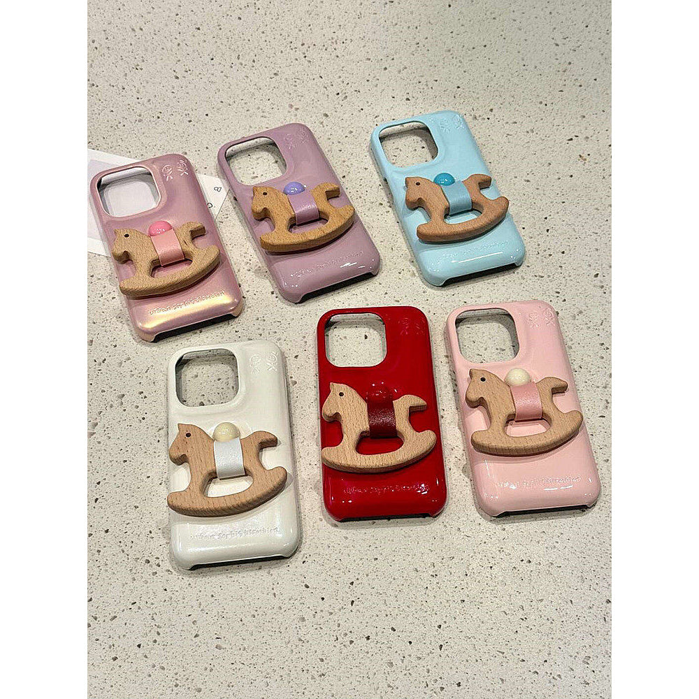 Ameigas Equestrian Buddy Case - 3D Rocking Horse Stand & Soap-Smooth Leather Cover