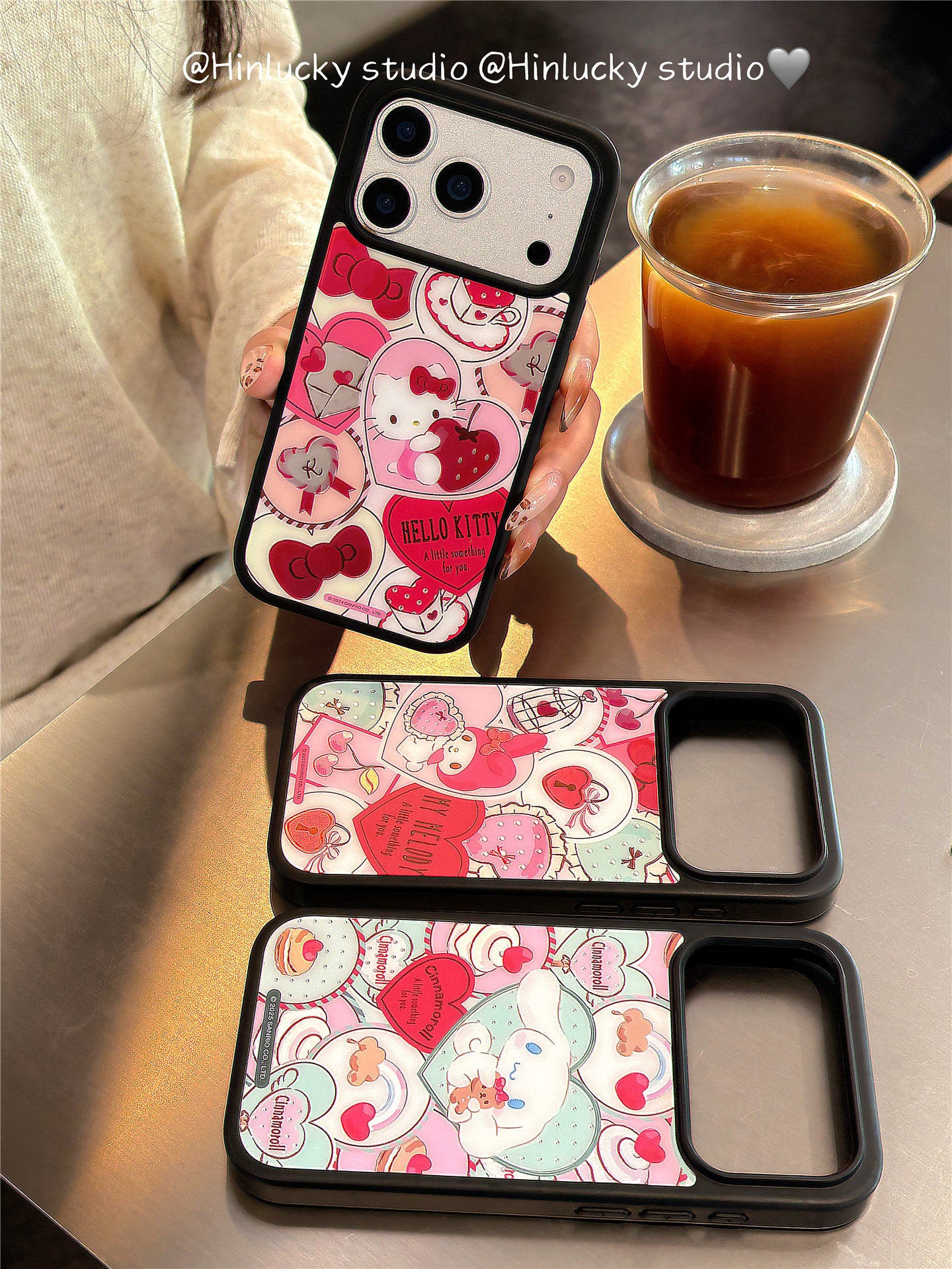 Ameigas Sanrio Heart Gold-Plated Magnetic Protective Phone Case