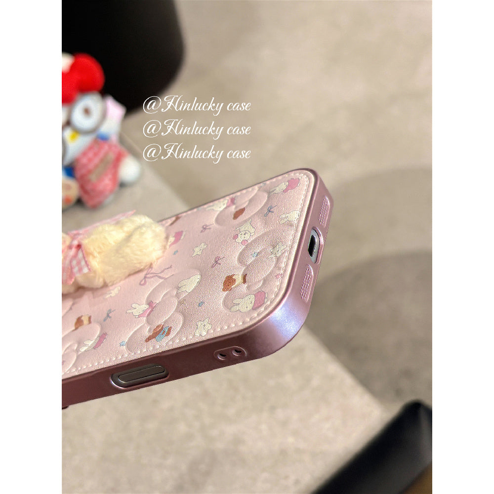 Ameigas Dreamy Bunny Strap Case - Plush Starry Rabbit with Detachable Lanyard Cover