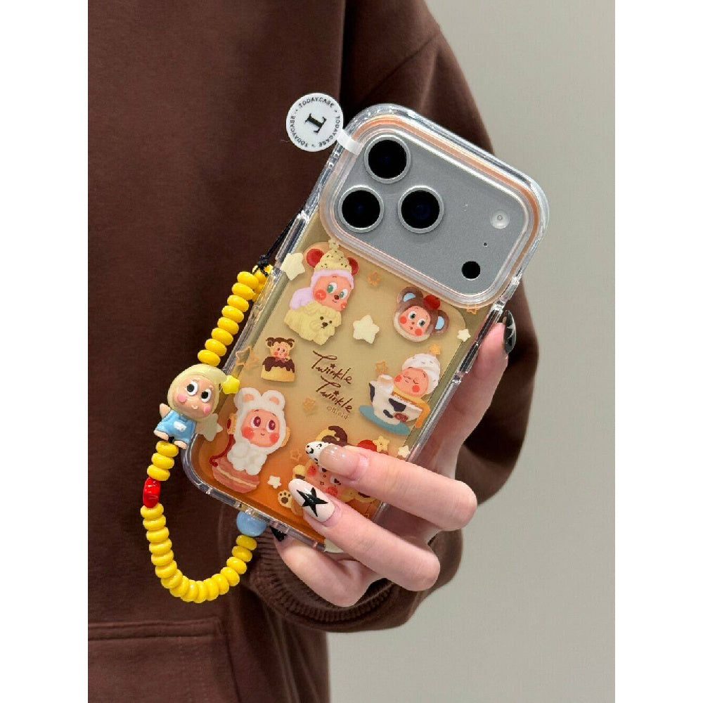 Ameigas Gradient Orange Star Character Clear Phone Case