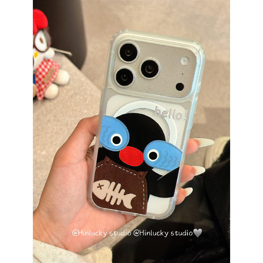 Ameigas Waddle & Stand Case - Cute Black Penguin MagSafe Cover