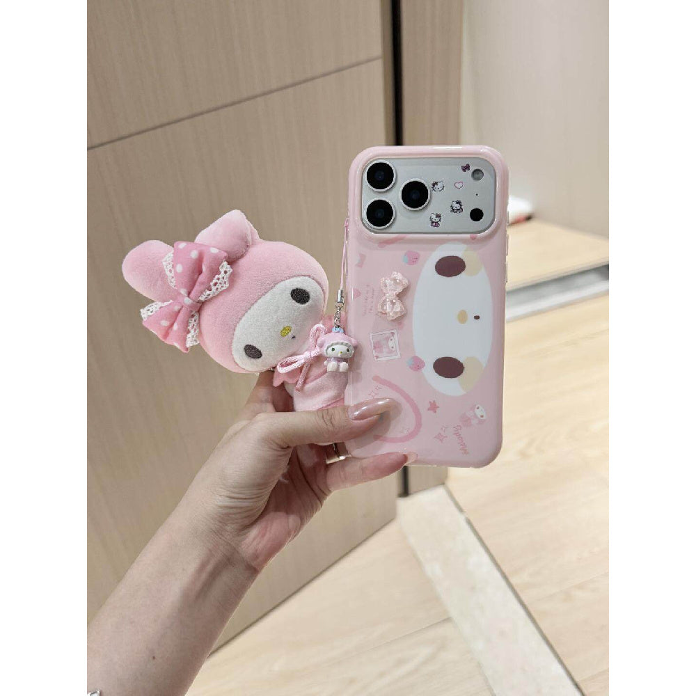 Ameigas My Melody Bow Case - Cartoon Pink with Double Hearts & Ribbon Design