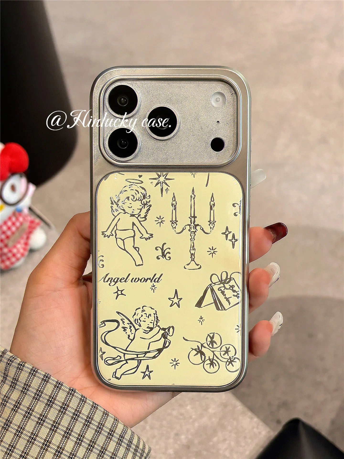 Ameigas Antique Cupid's Candle Case - Vintage Tarnished Star & Cherub Cover for iPhone - Ameigas