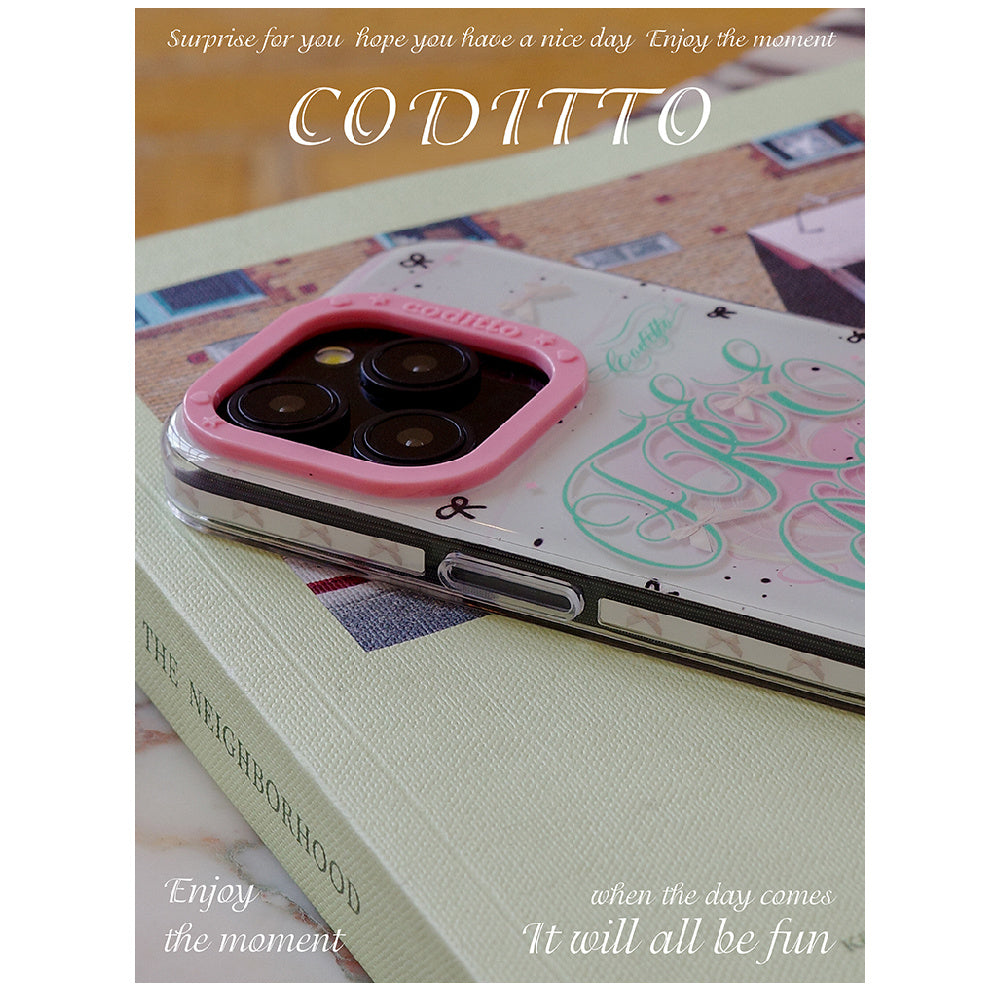 Ameigas Mint Garden Double-Layer Floral Case for iPhone 17 Pro Max / 16 Pro Max / 15 Pro / 14 / 13 – Ins Style Art Phone Cover