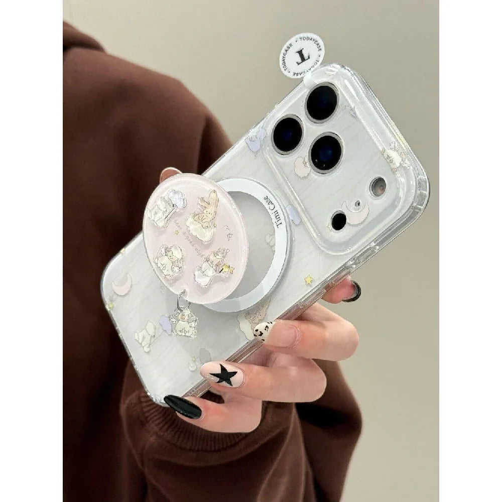 Ameigas Animal Nightcap Case - Cute Sleeping Animal Print with Magnetic Kickstand & Dual-Layer Armor - Ameigas