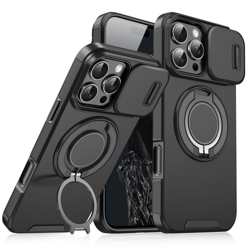 Ameigas Slide Camera Cover Rugged Phone Case with Ring Stand