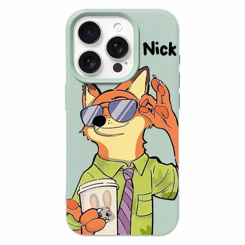 Ameigas Rabbit Police Officer Leather Phone Case with Lychee Pattern