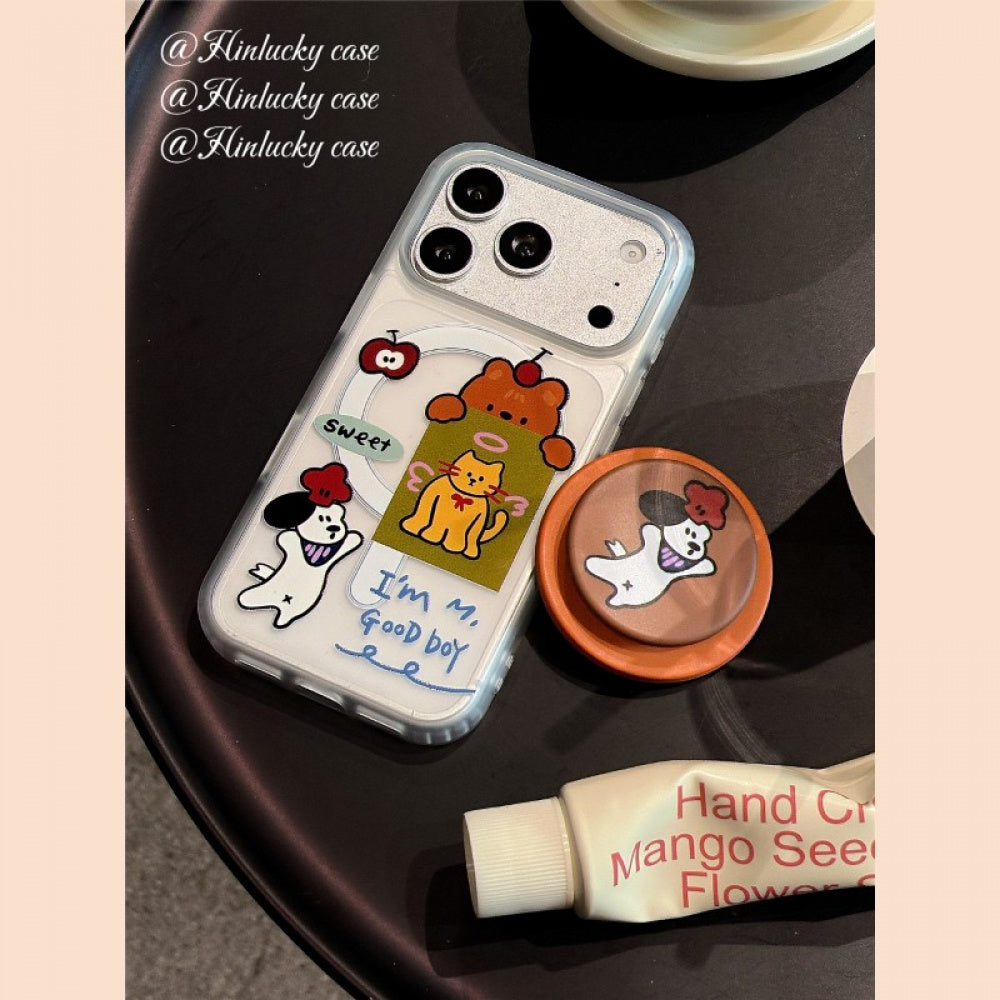 Ameigas Pawfect Pals Case - Cat & Dog Sharing Treat MagSafe Skin-Feel Cover