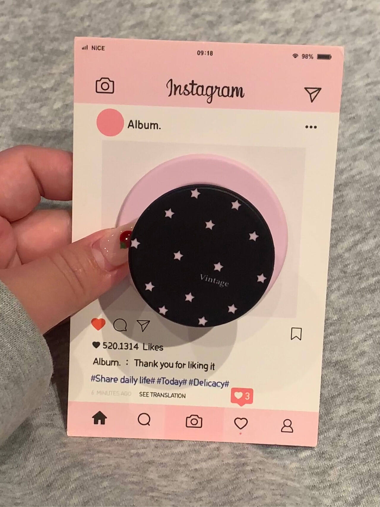 Ameigas Sweet-Cool Star Case - Black & Pink Film Star Design with Magnetic Stand