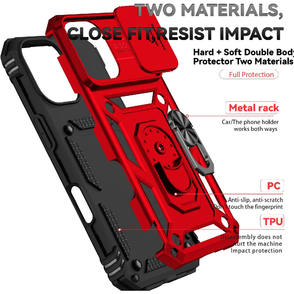 Ameigas Slide Camera Cover Ring Kickstand Protective Phone Case