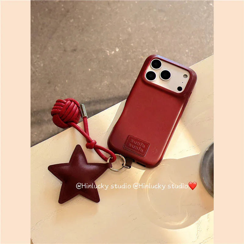 Ameigas Autumn Minimal Star Charm Leather Protective Case - Ameigas