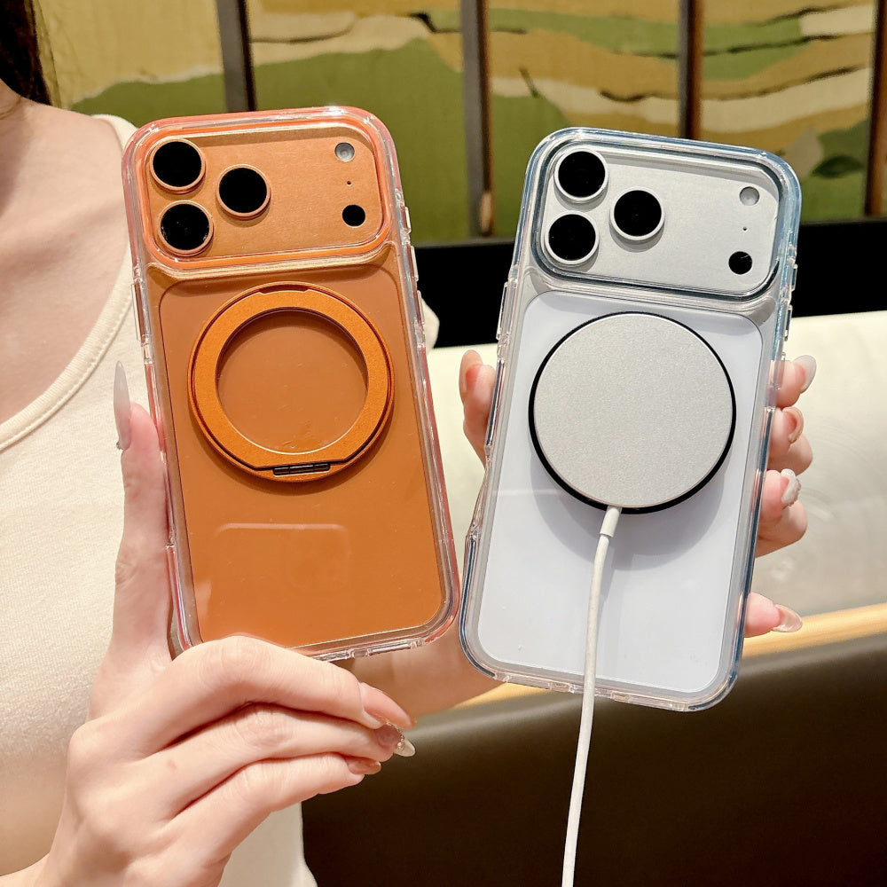 Ameigas Ice Crystal Magnetic Stand Phone Case – 360° Rotating Shockproof Cover