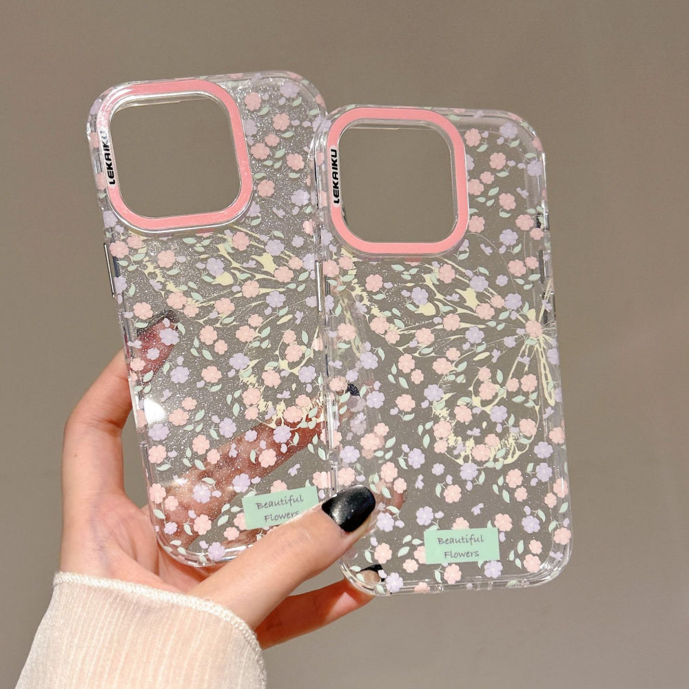 Ameigas Full Screen Flowers & Butterflies Protective Phone Case