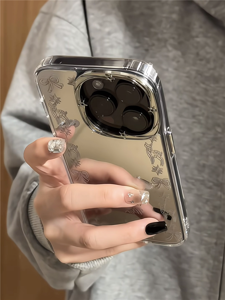 Ameigas Frostglow Fawn Case - Mirror Frame with Deer & Bow, Star Lens Accent