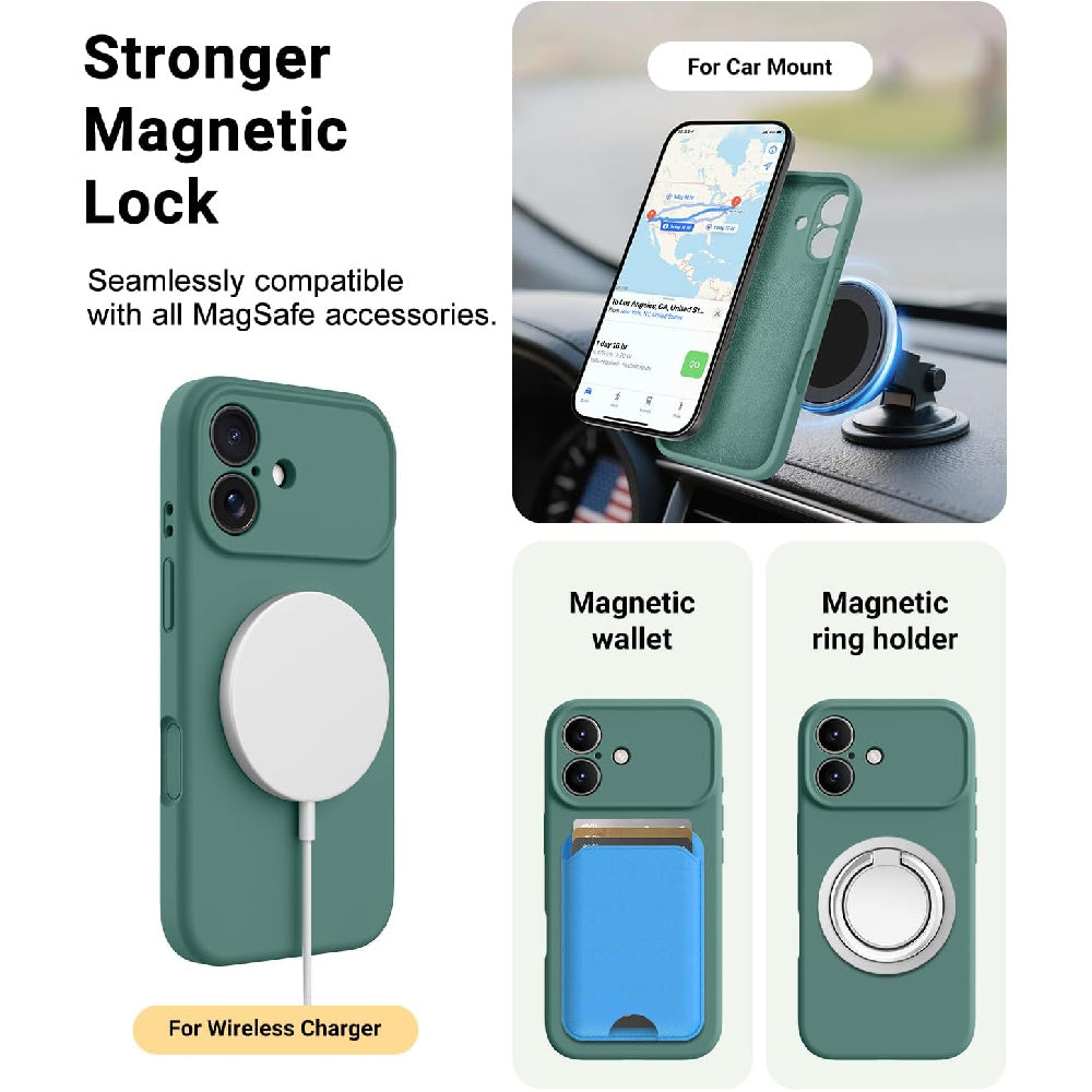 Ameigas Magnetic Liquid Silicone Phone Case with Camera Control Button