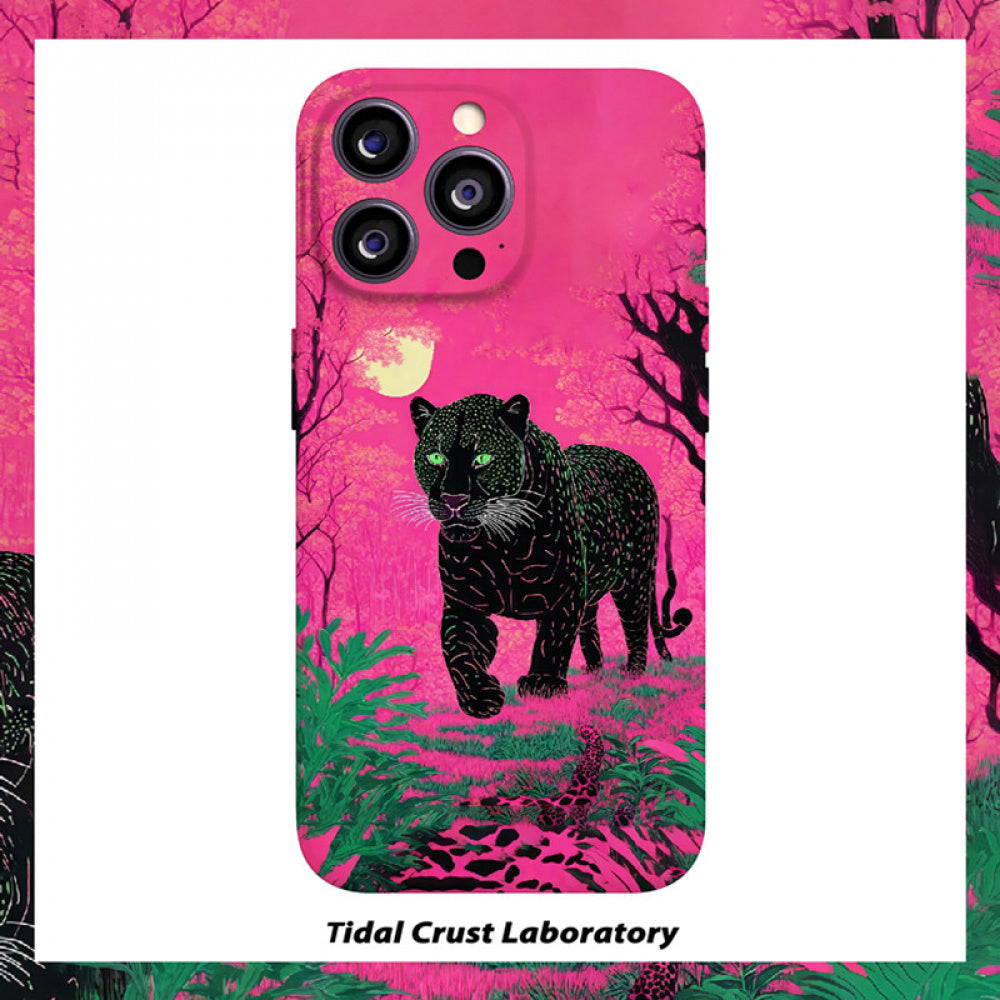 Ameigas Black Panther Oil Painting Dual-Layer Protective Phone Case