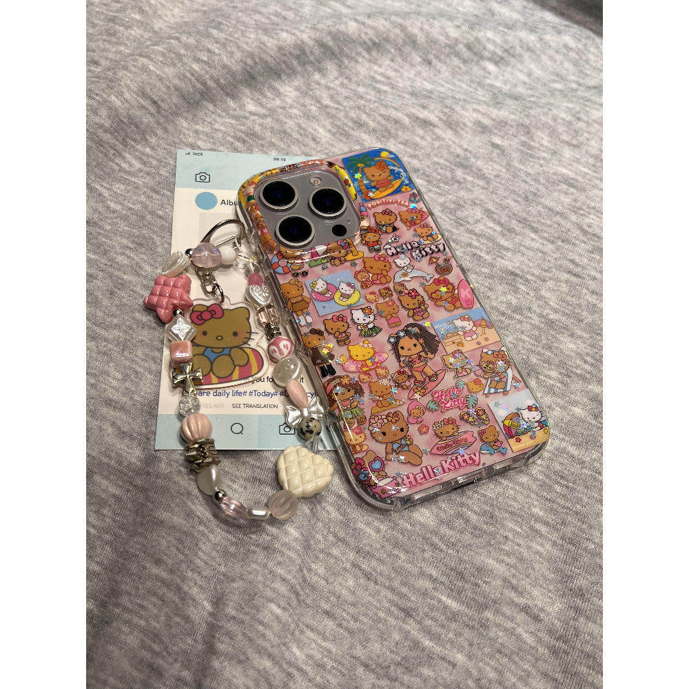 Ameigas Vacation-Style Kitty Charm Bracelet Phone Case