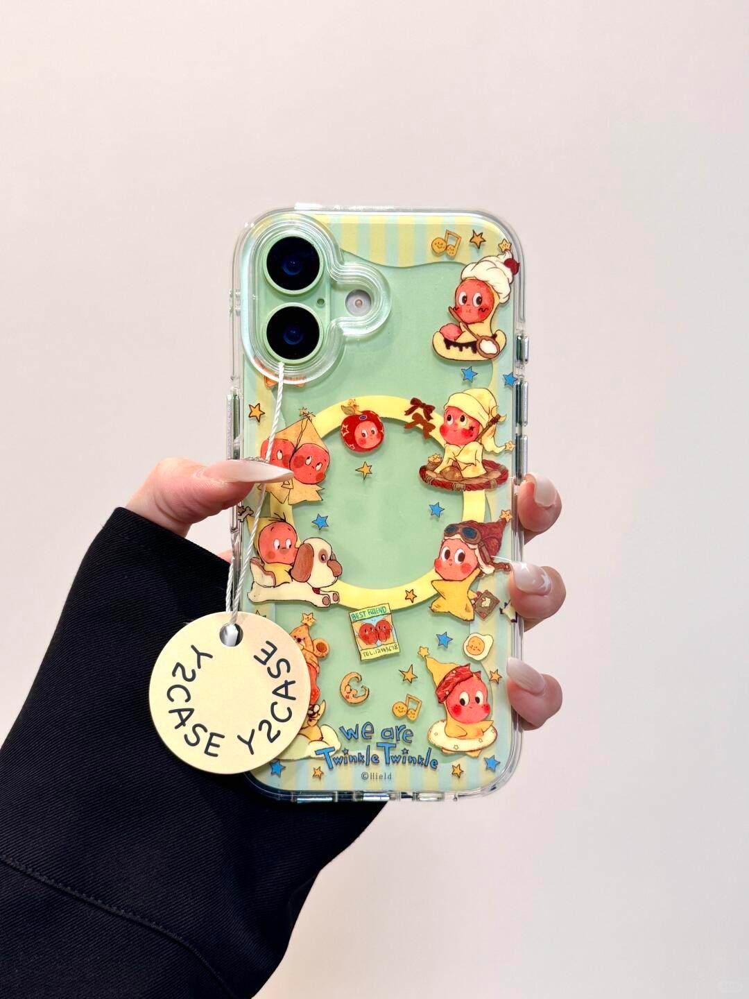 Ameigas Cute Transparent Star Character Magnetic Shake Stand Phone Case - Ameigas