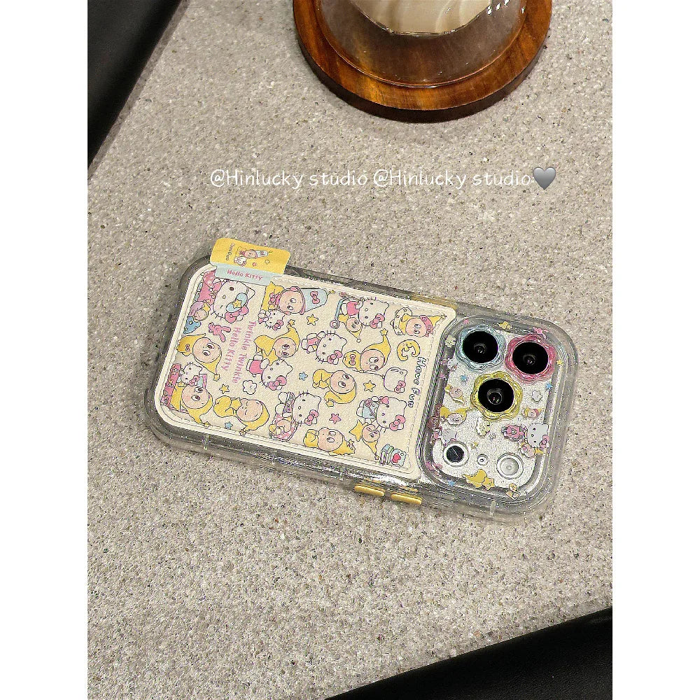 Ameigas Celestial Bow-Kitty Case - Starry Character with Floral Leather Accent & MagSafe - Ameigas