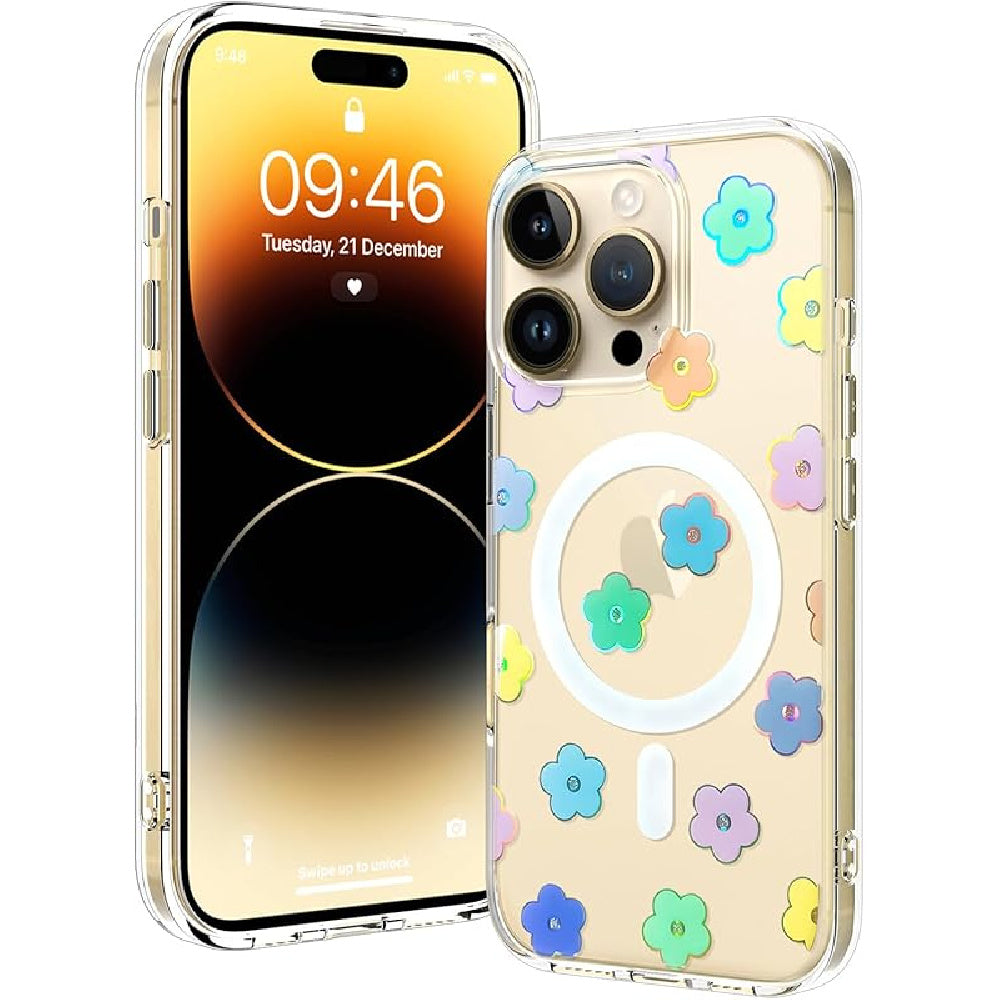 Ameigas Floral Magnetic Clear Bumper Case with Camera Protection