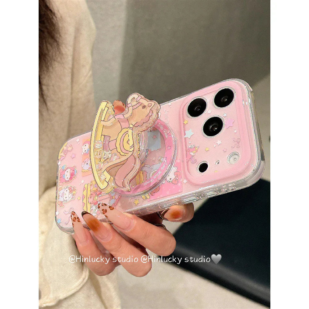 Ameigas Cute Carousel Cat Magnetic Stand Phone Case - Ameigas