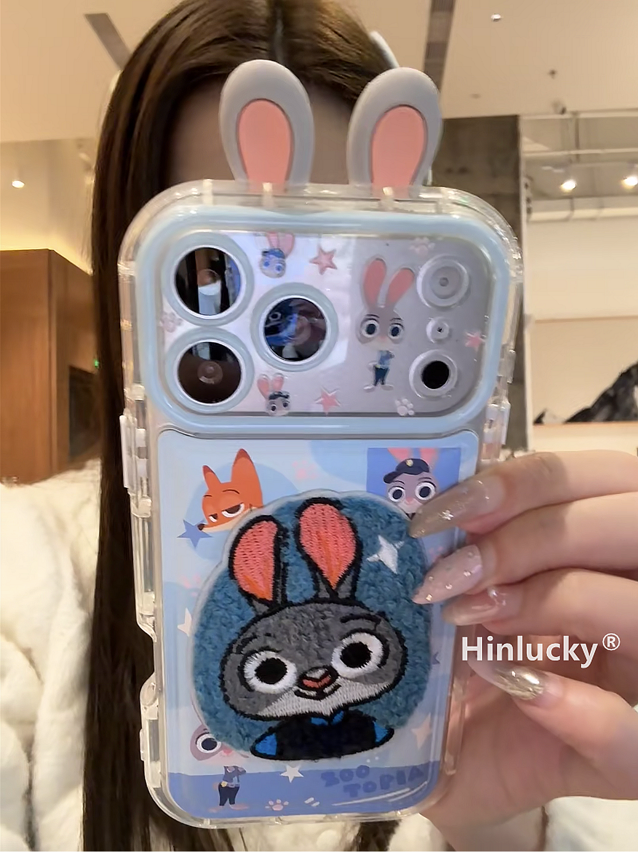 Ameigas Urban Duo Pop Case - 3D Ears Fox & Bunny Embroidery Cover for iPhone