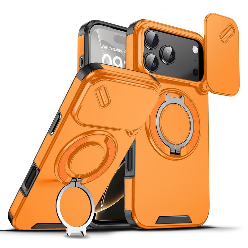 Ameigas Slide Camera Cover Rugged Phone Case with Ring Stand