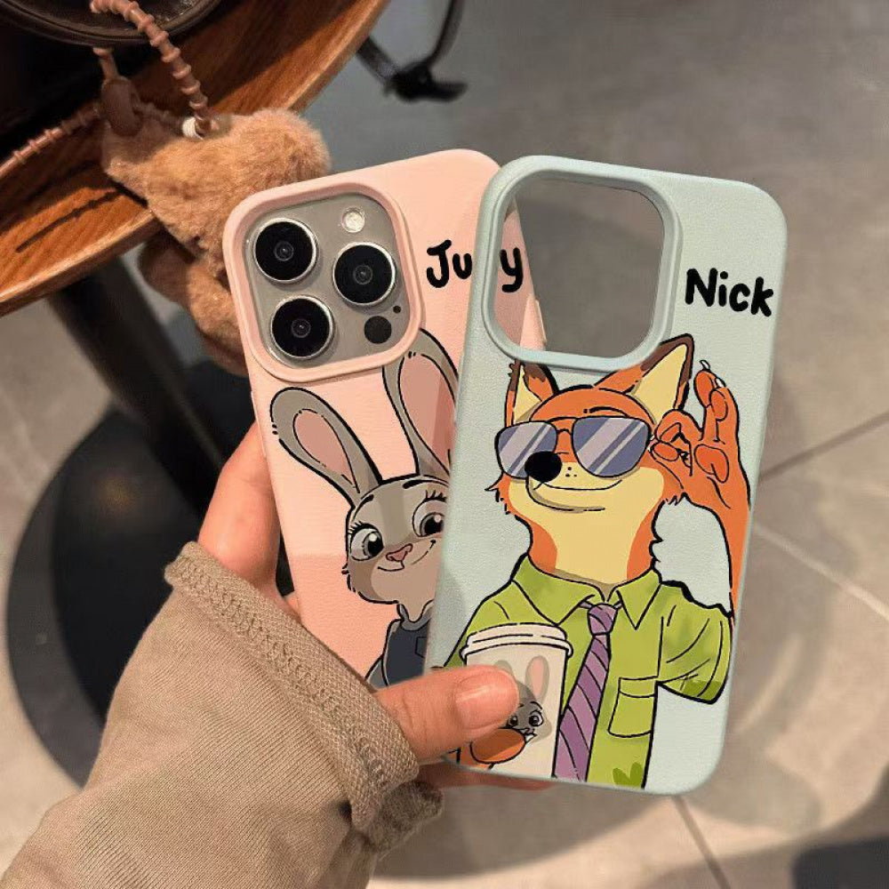 Ameigas Rabbit Police Officer Leather Phone Case with Lychee Pattern