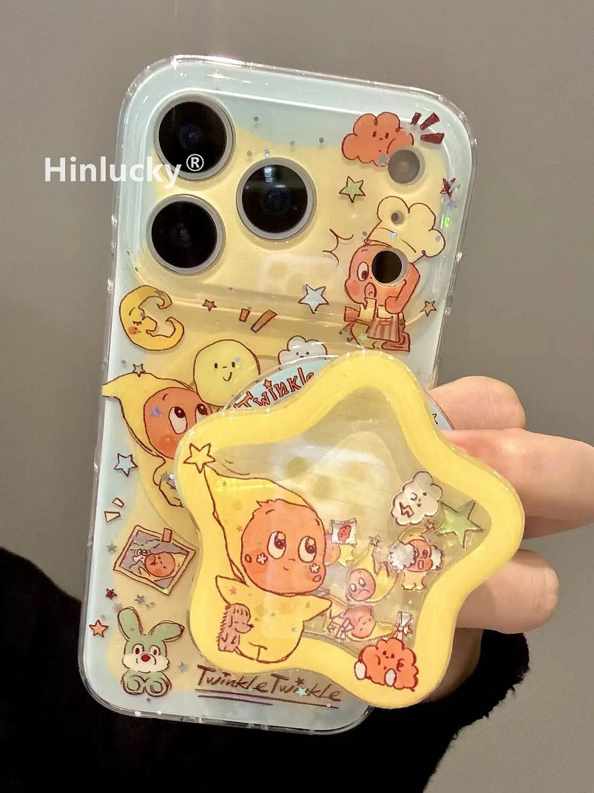 Ameigas Wobble Star-Balloon Case - Bobbling Character with Glitter & Magnetic Stand