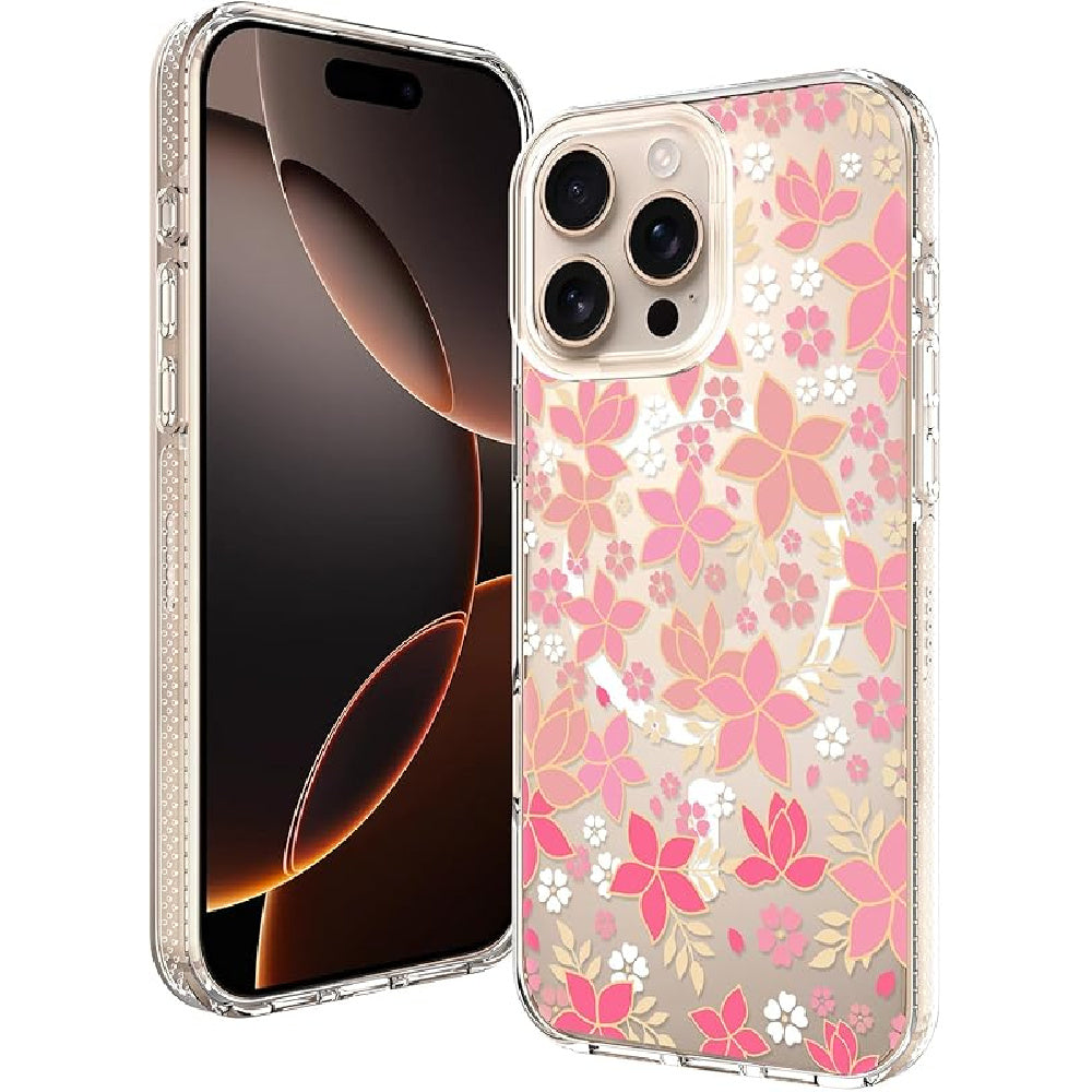 Ameigas Floral Magnetic Clear Bumper Case with Camera Protection