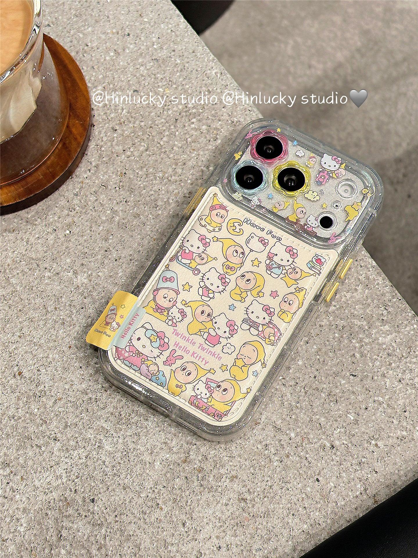 Ameigas Celestial Bow-Kitty Case - Starry Character with Floral Leather Accent & MagSafe - Ameigas