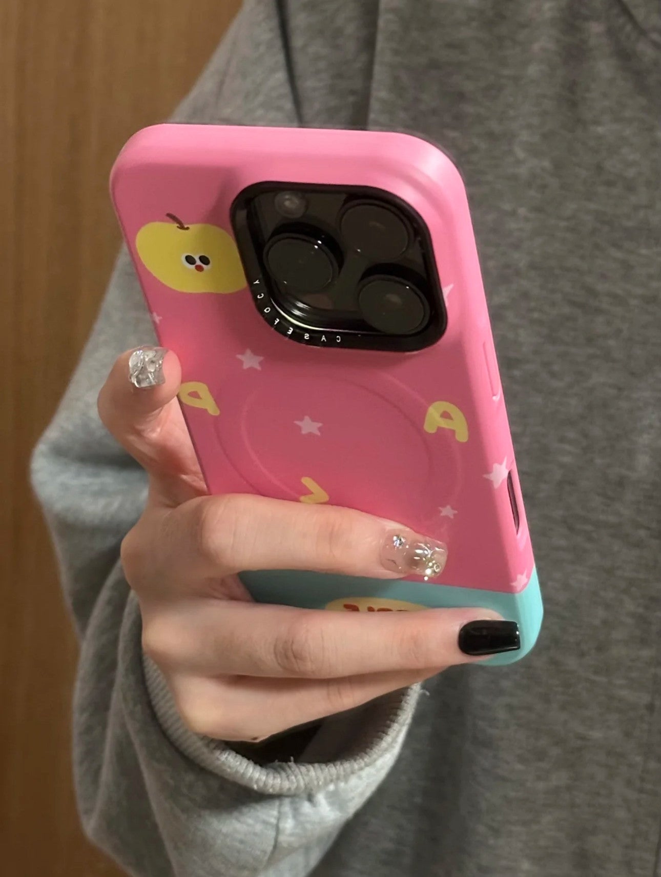 Ameigas Plaid & Palm Case - Yellow Checkered Design with Coconut Print, Detachable Kickstand & Magnetic Lock