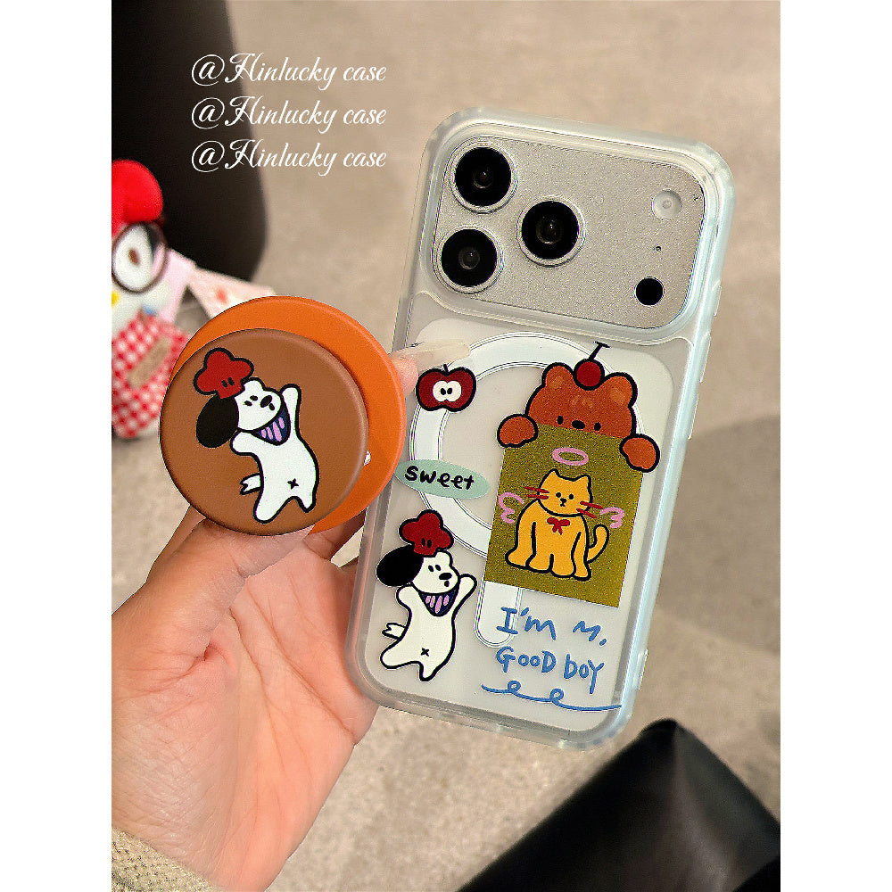 Ameigas Pawfect Pals Case - Cat & Dog Sharing Treat MagSafe Skin-Feel Cover