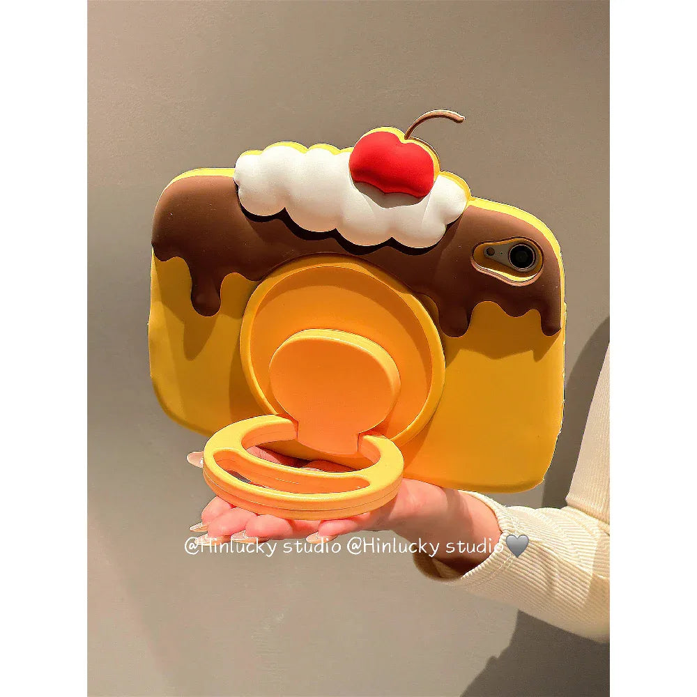 Ameigas Cherry Pudding Rotating Stand Case - Korean Style 360° Swivel Cover for iPad - Ameigas